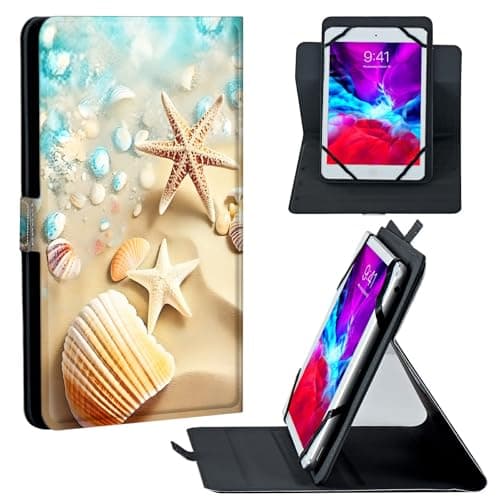 HEAKIERG Universal Tablet Case for 10.5", 10.6", 10.9", 11", 11.5" Android, Lightweight Flip Stand and Adjustable Shockproof Protective Case for 10.5" - 11.5" Touchscreen, Beach