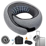 Mckkymi Memory Foam Neck Pillow,2026 World Cup Travel Pillow,Neck Pillow Airplane with Eye Mask & Ear Plugs,Memory Foam 360 Degree Support Stowable Pillows for Airplanes Offices and Cars (Dark Grey)