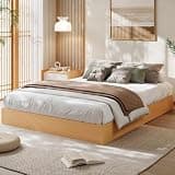 IDEALHOUSE King Low Profile Platform Bed Frame, Floor-Standing Bed Frame, Sturdy Wood Slat Support, Noise Free, Easy Assembly, Pine