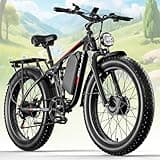 PUJH Electric Bike, 52V 25Ah 4000W Dual Motors, 24" Fat Tires Adult, Up to 110 Mile Range, Full Suspension, Hydraulic Brakes Class 3 Ebike, for Off-Road Mountain Riding Adventures (Black)