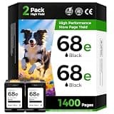 68e 68 Ink Cartridges with chip Black 2-Pack High Yield Replacement for HP Ink 68e 68XL Compatible Work with HP Envy 6155e 6555e 6152e 6552e 6558e 6110e 6500e 6100e 6165e Printer All-in-One Inkjet Ink