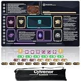 Cylvenor Playmat for Riftbound Board Game (24x14 Inches) - TCG Card Game Mat with 31 Tracking Tokens, Waterproof Oxford Bag & Non-Slip Rubber Strategic Zones (Guided Layout)