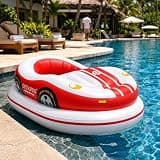 XIVUIFOI Electric Motorized Pool Float for Adults,Motorized Pool Lounger with Joystick Control,2600mah Battery,40-60 Min Runtime,Inflatable Electric Bumper Boat for Backyard (Red 1battery)
