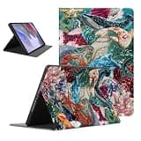 Ocean Summer Diamond Tablet Case for iPad (A16) 11th Gene 11" 2025/10th 2022 10.9", Crab Dolphin Fish Ocean Vintage Pattern for Women Girls, Cover Flip PU Leather Stand Funda Adjustable Protective