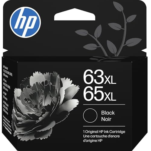 HP 63XL 65XL Black High-Yield Ink Cartridge | Works AMP; DeskJet 1100, 2100, 2600, 3600; Envy 4500, 5000; OfficeJet 3800, 4600, 5200 Series | B7RT5AN