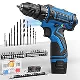 Cordless Drill Set,12V Power Drill Driver 3/8" Keyless Chuck with 92 Acessories, Built-in LED Light, 25+1 Position, Electric Drill for Home DIY Projects(Blue)