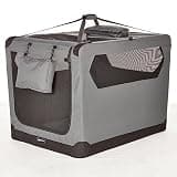 Amazon Basics Portable Foldable Soft Pet Dog Crate Carrier Kennel with Mesh Windows, Ventilation, Pockets for Large Dogs, 42 x 31 x 31 inches, Grey