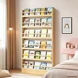 LCNDKF Behind The Door Storage, Behind Door Bookshelf 6 Tier Slim 3.9in Wood Organizer, Wall Against Behind Door Shelf Standing Unit for Bedroom Home Office(35.4in)
