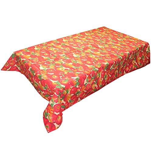 lovemyfabric Light Weight Cotton Blend Tablecloth for Home Dining Holiday Wedding Event Birthday Party Picnic Tablecover (Apples Allover Beige, 58"x102")