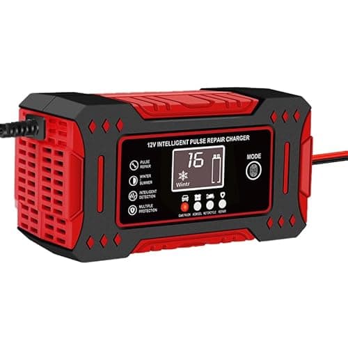 Car Battery Charger for Chevrolet Chevelle Camaro Trax Equinox Corvette C6 C7 C8, 12V Portable Charger for Lead-Acid, AGM, and Gel Batteries, for Cars and Motorcycles,A Red