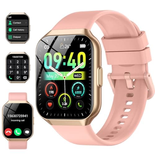 Smart Watch for Men Women, 1.96" Smartwatch (Answer/Make Call), IP68 Waterproof Fitness Tracker, 112+ Sport Modes, Heart Rate and Sleep Monitor, Pedometer, Smartwatches for Android iOS,Pink