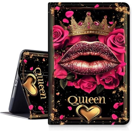 for Fire Hd 10 Tablet Case 13th/11th Generation 2023/2021 Release,Hybrid Slim Multi-Angles Stand Cover for Kindle Fire HD 10 Plus 13th Gen,Auto Wake/Sleep-Luxury Queen Red Lips