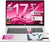 HP 17 inch laptops Touchscreen, AMD Ryzen 5 (Up to 4.3GHz), 17.3" HD+ Display, Copilot, WiFi 6, BT 5.4, Numeric KB (32GB RAM, 1TB SSD)