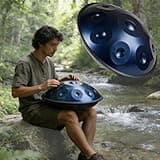 432Hz/440hz Handpan Drum For Adults For Meditation Steel Hand Pan Drum For Sound Healing 9/10/12 Notes Handpan Instrument In D Minor With Soft Bag Mallets Stand(Blue,440HZ/10 Note)