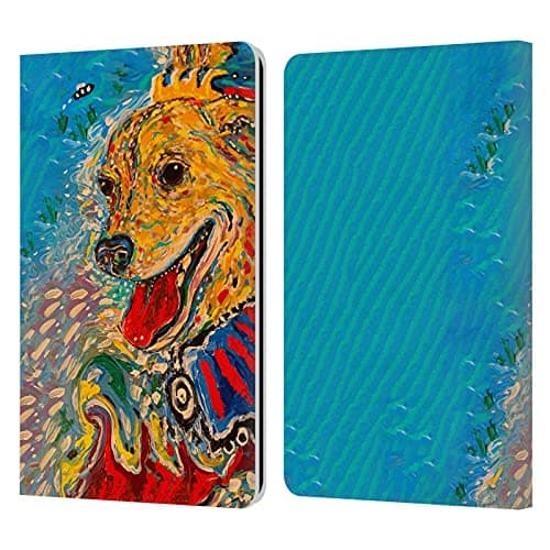Head Case Designs Officially Licensed Mad Dog Art Gallery Doggy Smiley Dog 5 Leather Wallet Case Compatible with Kindle Paperwhite 1/2 / 3
