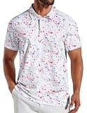 COOFANDY Men's Golf Polo Shirts Short Sleeve Quick Dry Performance Moisture Wicking Golf Shirts Casual Print Collared Shirt