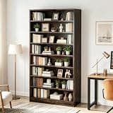 Minimalist Bookshelf, E1 Particle Board Freestanding Display Shelf with Anti-Toppling Device and Non-Slip Foot Pads, Stable Storage Cabinet for Living Room Bedroom Office Home Decor