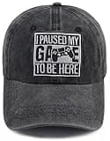 Gamer Gifts for Men Women, I Paused My Game to Be Here Baseball Cap, Adjustable Cotton Embroidered Gaming Hats, Funny Gaming Stuff Gift for Teen Boys Girls Son Brother Boyfriend Husband Friend