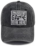 Gamer Gifts for Men Women, I Paused My Game to Be Here Baseball Cap, Adjustable Cotton Embroidered Gaming Hats, Funny Gaming Stuff Gift for Teen Boys Girls Son Brother Boyfriend Husband Friend