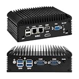 SJRC Mini PC N150 Fanless Industrial Appliance, Dual Gigabit RJ45 LAN, 2 x RS232/RS485 COM, Embedded Mini Computer, 2 x HD & VGA, M.2 NVMe, mPCle, DDR4 8GB RAM 256GB SSD