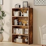 Blorly 4-Tier Bookcase, 42 Inch Industrial Storage Wall Shelf, Display Shelf for Living Room, Bedroom, Retro Brown