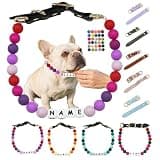 Personalized Silicone Beads Dog Collar with Name Custom Beaded Dog Necklace Pet Jewelry Gifts for Dogs, Cats, Pets