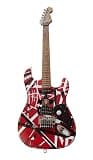 Solid Body Electric Guitar, Red Striped ST-Style with Locking Tremolo & Humbucker, Full Size 6-String for Rock Stage (Guitarra Electrica)