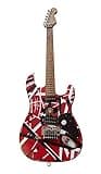 Solid Body Electric Guitar, Red Striped ST-Style with Locking Tremolo & Humbucker, Full Size 6-String for Rock Stage (Guitarra Electrica)