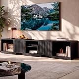 IRONCK TV Stand for 55-80 Inches TVs, 63"-84.6" Adjustable Length, Extendable Corner Entertainment Center with Storage Cabinets, Fluted Doors Modern Media Console, Ideal for Living Room, Black