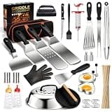 134 Pcs Griddle Accessories Kit, Perfect Hibachi Flat Top Grill Tools for Blackstone and Camp Chef, Enlarged Beefed-up Grill Spatula Gift Set with Basting Cover, Burger Press for Outdoor BBQ.