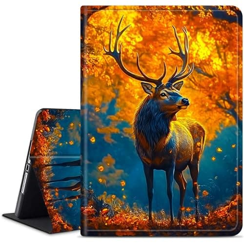 Dikoer for Samsung Galaxy Tab S10 Ultra 2024/Galaxy Tab S9 Ultra 2023/Tab S8 Ultra 2022 14.6" Tablet Case, Slim KickstandStand Leather Smart Cover with Auto Wake/Sleep, Maple Leaf Fall Deer