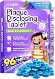 Disclosing Tablets for Kids - 96 Count, Individually Wrapped Plaque Disclosing Tablets for Kids Brushing Teeth, Grape Flavored Plaque Remover, Dental Care for Teeth Brushing