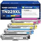 TN229XL Toner Cartridge Set with Chip High Yield - Replacement for Brother TN229 TN-229XL Toner - Use for MFC-L3720CDW MFC-L3780CDW HL-L3220CDW HL-L3280CDW Printer - 4 Pack Black Cyan Magenta Yellow
