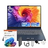 Lenovo IdeaPad Slim 3i 15.3" WUXGA Touch Laptop, Intel Core 5 210H, 16GB DDR5, 1.5TB Storage(512GB SSD & 1TB Docking Station), Intel Graphics, Backlit Keyboard, Num Pad, Copilot Key, Win 11 Pro, Blue