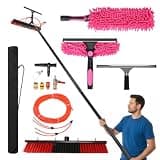Solar Panel Cleaner with Lightweight Pole High-Altitude Cleaning Brush with 180° Rotating Brushhead for Solar Panel Roof Car