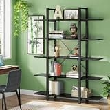 LOVEZOE 5 Shelf Bookshelf, 72 Inch Tall Open Bookcase for Home Office Living Room, Engineered Wood and Steel Tube Frame, 47” L x 12” W x 72” H
