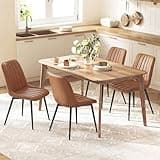 VASAGLE Dining Chairs Set of 4, Upholstered Kitchen Chairs, Synthetic Leather, Max. Load 264 lb, Steel Legs, Curved Backrest, for Dining Room, Caramel Brown and Ink Black ULDC090KN03-2J