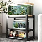 BIGTO Fish Tank Stand - Metal Aquarium Stand, 34 "x 18 " x 31" Adjustable 3-Tier Heavy Duty Reptile Tank Stand 20-30 Gallon Home Furniture