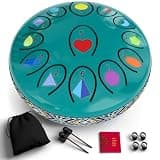 REGIS Rain Drum for Outside Garden – Steel Tongue Drum, Waterproof Meditation Rain Chime, UV-Printed Notes & Geometric Design, Includes Bag, Mallets & Music Book, 6.5 Inch 13 Notes (Blue)