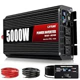 5000 Watt Power Inverter 12V to 110V/120V Converter Peak Power 10000W with 3 AC Outlets,1 USB Port, Remote Controller & LCD Screen DC to AC Inverter for RV Camping Off-Grid Solar Inverter Systems