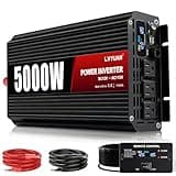 5000 Watt Power Inverter 12V to 110V/120V Converter Peak Power 10000W with 3 AC Outlets,1 USB Port, Remote Controller & LCD Screen DC to AC Inverter for RV Camping Off-Grid Solar Inverter Systems