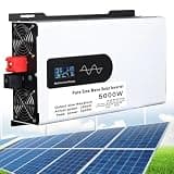 2500W Peak 5000W Pure Sine Wave Power Inverter Charger, DC 12V 24V 48V to 110V/220V AC Output Converter with LCD Display, Off Grid Low-Frequency(24vto220v)