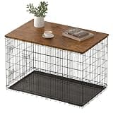 Piskyet Dog Crate Topper Wood Countertop for 48 42 36 30 24 inch Dog Cage, Dog Crate Cover,Dog Kennel Topper(Crate Not Include) (Rustic Brown, for 36 Inch Crate)