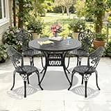 Star20XX Patio Dining Set, Outdoor Dining Set, Cast Aluminum Patio Set, Black Round Table and 4 Chairs for, Deck, Backyard, Porch, 5 Piece Set