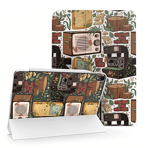 Cavka Case for iPad Pro 13 M4 Air M2 11 2024 4th 10.9 2022 10.2 12.9 10.5 9.7 Mini 6 5 4 3 2 1 Record Player Print Vintage Design Typewriter Closure Floral New Stand Leaves Slim fit Magnetic