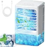 Mini Air Conditioner Small Portable AC Unit Portable Air Conditioners with 1500ml spray/hour 3 Speed Wind & 7 Colorful LED Light Cool Mist &Timer Evaporative Air Cooler for Bedroom/Home/Office