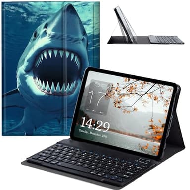 JANENFNA Fire HD 8 2022 Tablet Case with Keyboard, Detachable Wireless Bluetooth Keyboard Case for Kindle Fire HD 8 & 8 Plus Tablet (12/10th Gen, 2022/2020 Release) -Fierce Shark