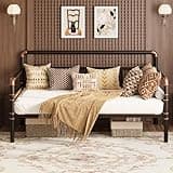 Garvee Metal Daybed Frame Full Size, Heavy Duty Day Bed with Classic Headboard and Steel Slat Support, Sofa Bed Platform for Living Room Guest Room, No Box Spring Needed,Brown