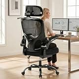 Ergonomic Office Chair, 330lbs Mesh Desk Chair with Adjustable Lumbar Support, 3D Headrest and Flip-Up Arms, Comfortable High Back Computer Chair for Home Office