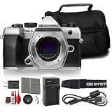 OM SYSTEM OM-5 Mark II Mirrorless Camera Silver, 20.4MP Micro Four Thirds, 4K Video, 5-Axis Image Stabilization, IP53 Weather Sealed, Wi-Fi Bluetooth (Bundle)
